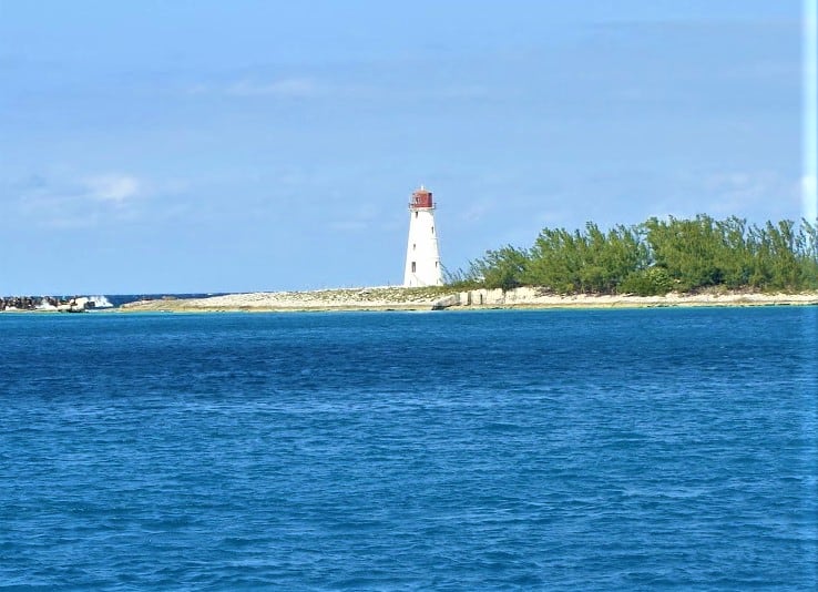 Lighthouse on tropical island