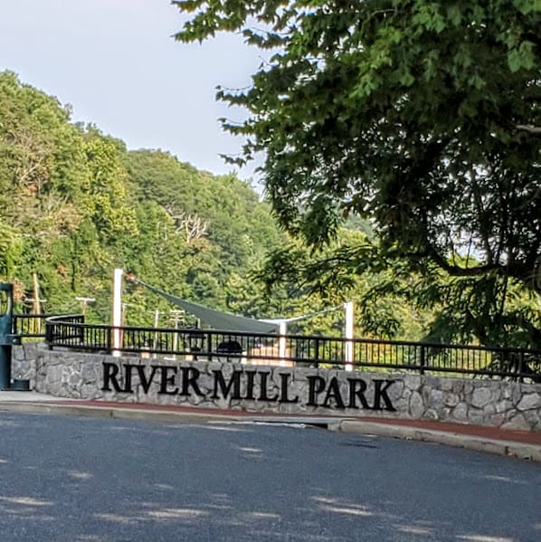 River Mill Park sign